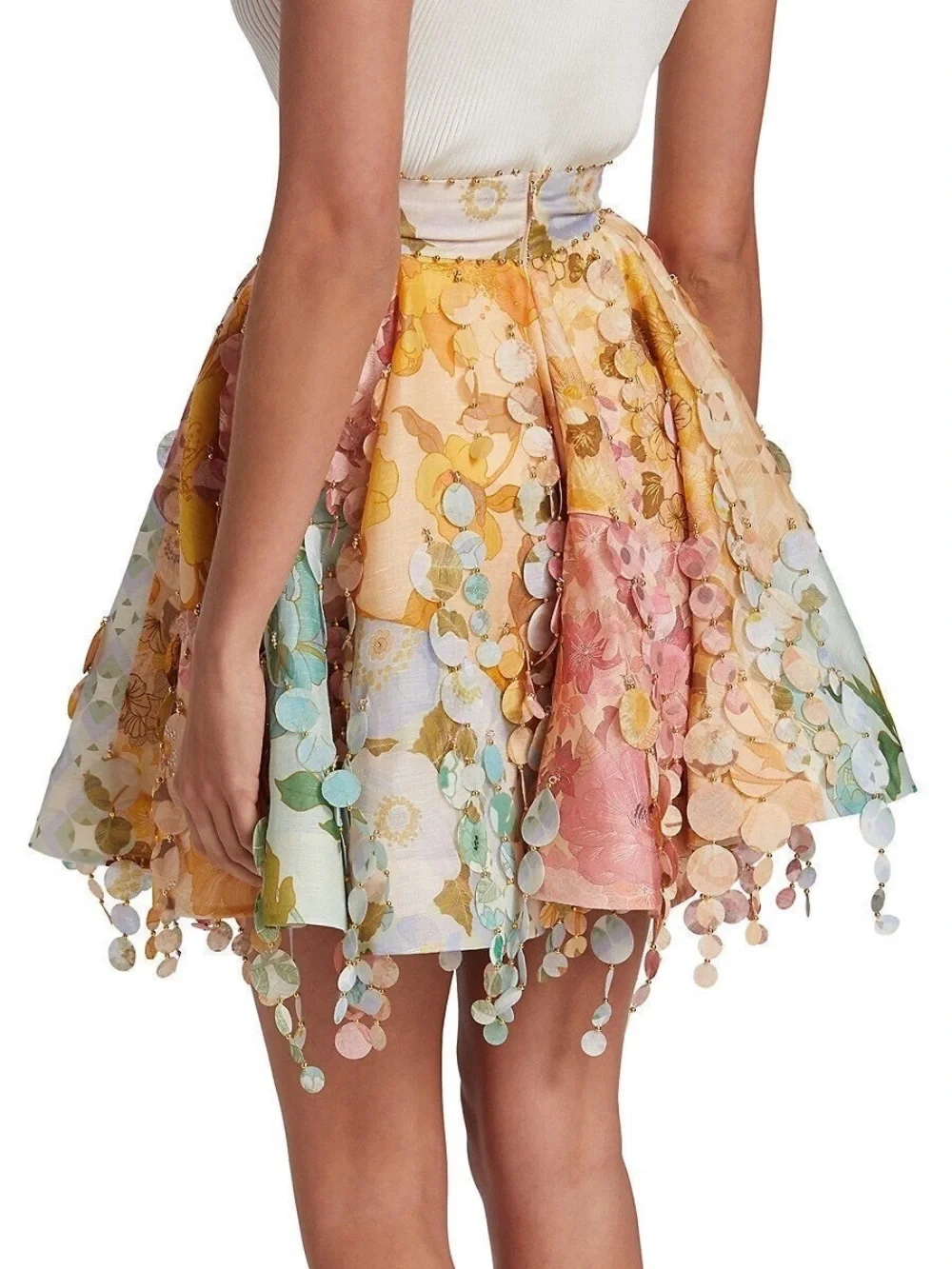 Zimmermann Tempo Disco Patch Tassel Mini Flare Skirt - Picture 5 of 11
